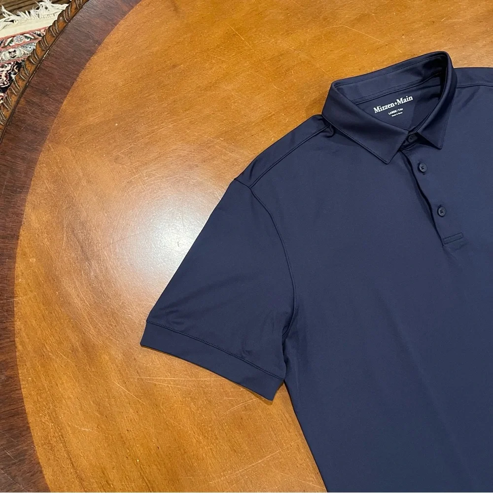 Mizzen + Main Men’s Versa Short-Sleeve Performance Polo Navy Large Trim Golf - Picture 8 of 16
